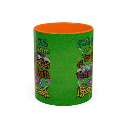 the bum's shit - Accent Mug (green turf)