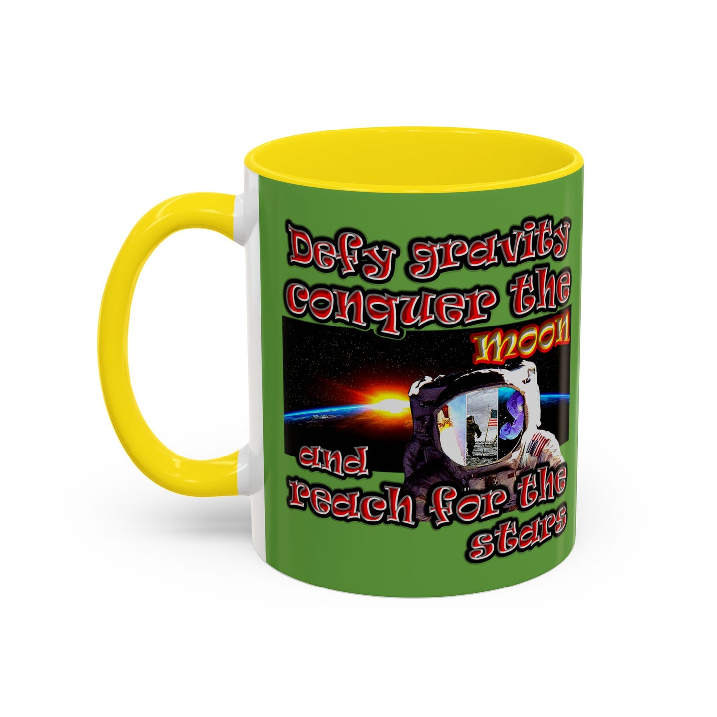 defy conquer reach - Accent Mug (green)