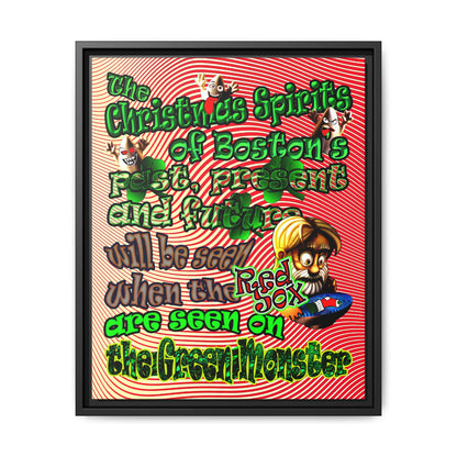 christmas spirits of boston - framed canvas art (yellow-orange wave)