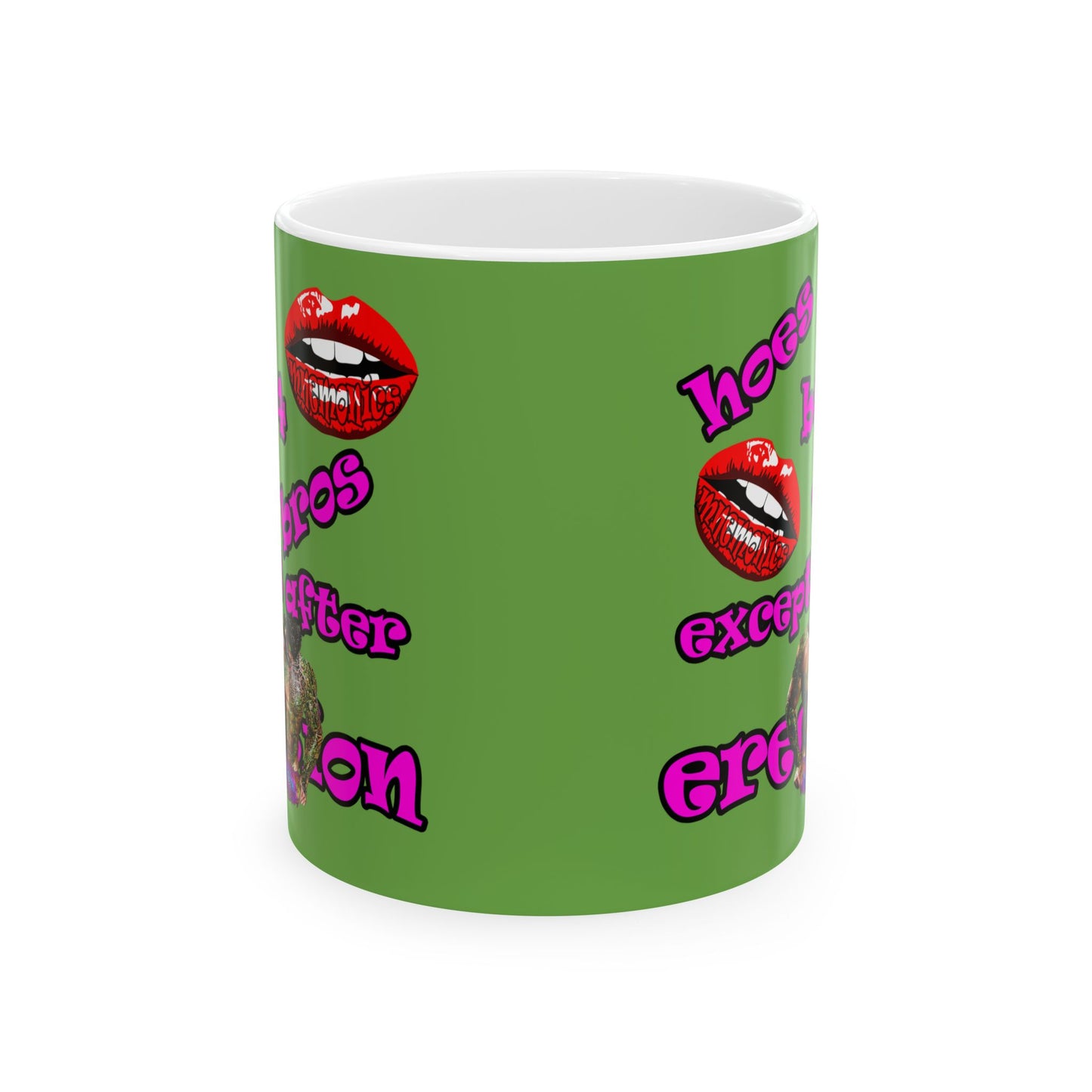 hoes b4 bros - White Mug (green)