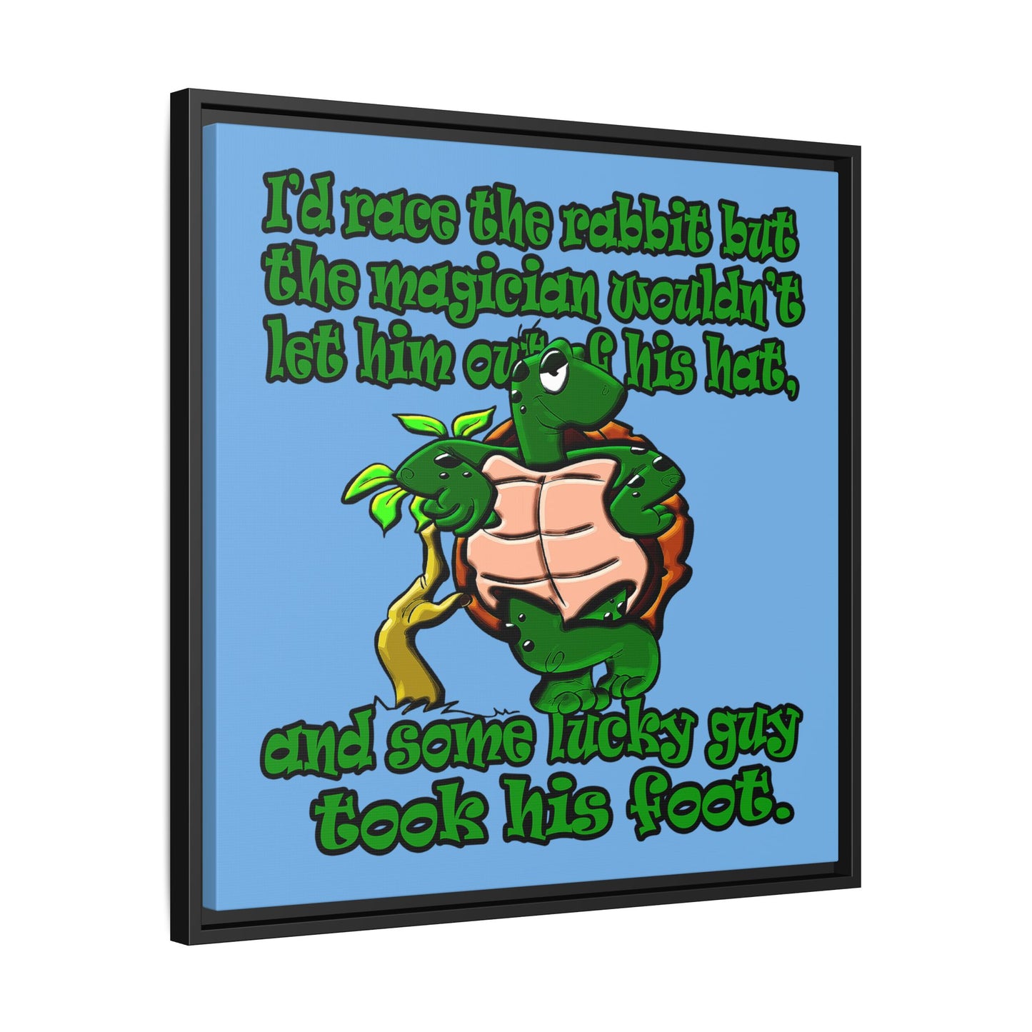 turtle race - framed canvas art (light blue)