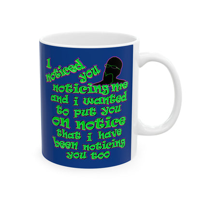 noticed you noticing - White Mug (dark blue)