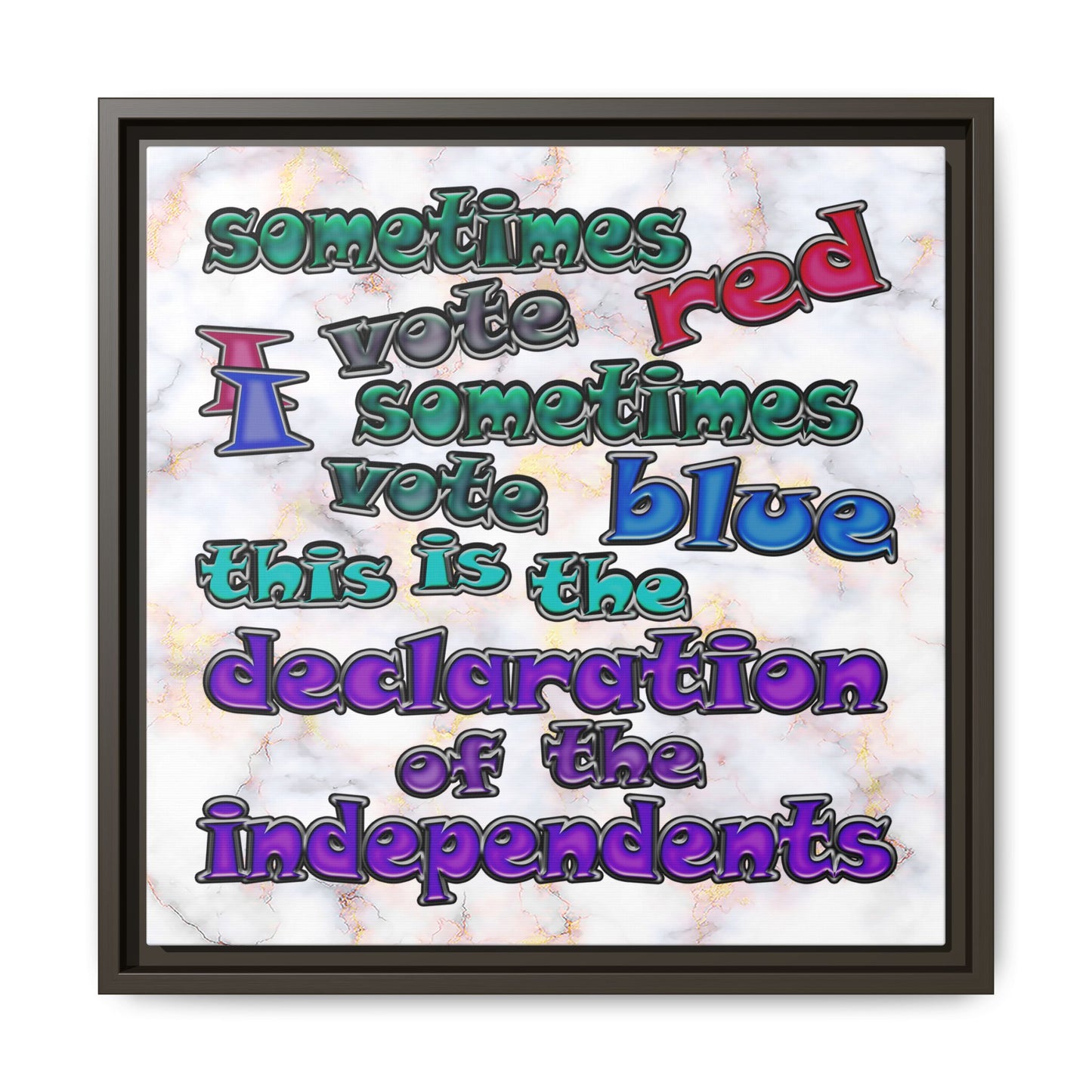 declaration of the independents - framed canvas art (white marble)