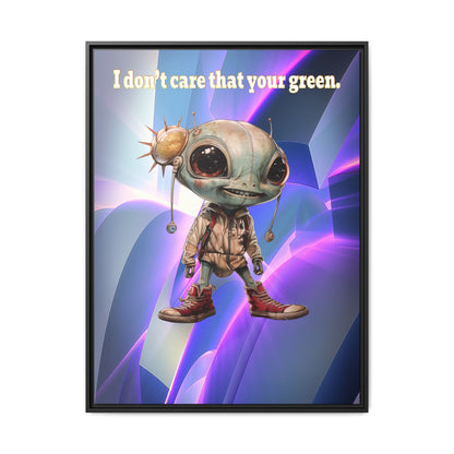 I don't care that your green - framed canvas art (grey-pink wave)