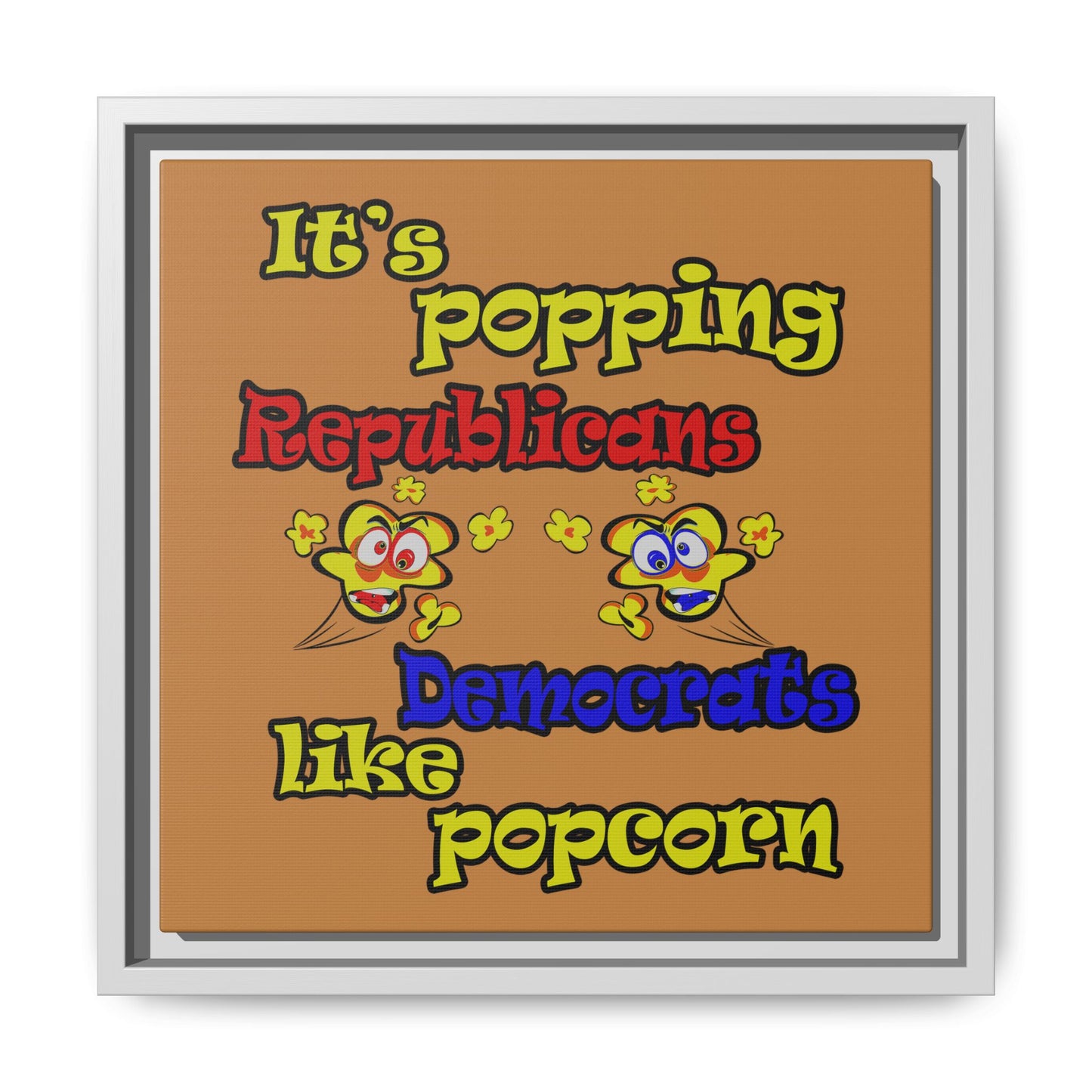 popping like popcorn - framed canvas art (light brown)
