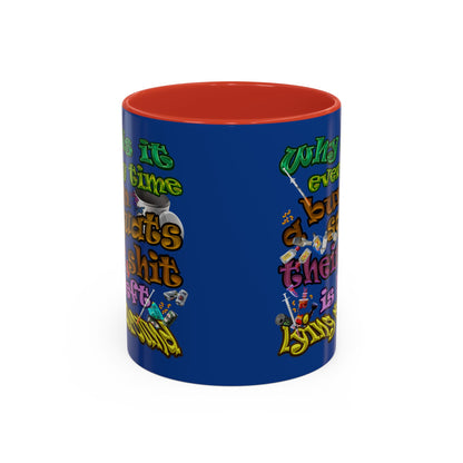 the bum's shit - Accent Mug (dark blue)