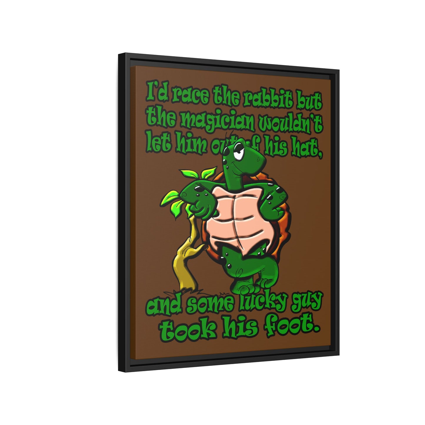 turtle race - framed canvas art (brown)