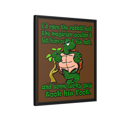 turtle race - framed canvas art (brown)
