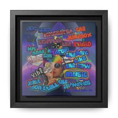 drop the beat - framed canvas art (grey-pink wave)