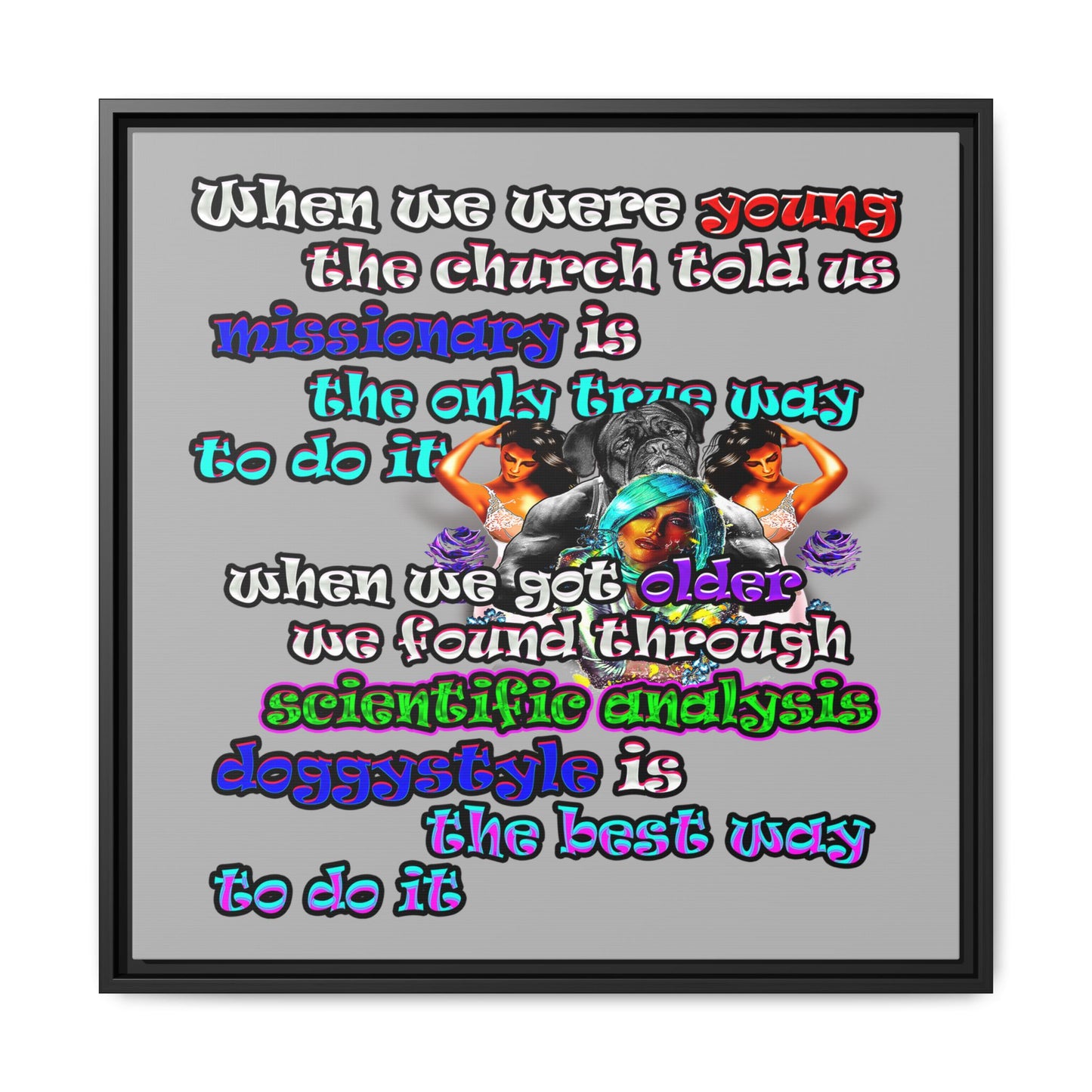doggystyle - framed canvas art (light grey)
