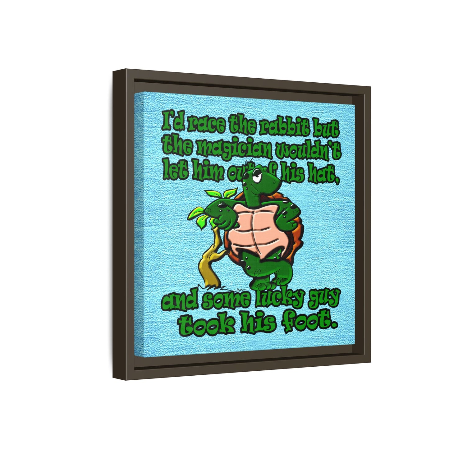 turtle race - framed canvas art (faded blue)