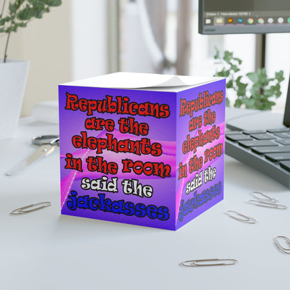 donkeys and elephants - note cube (purple-pink wave)
