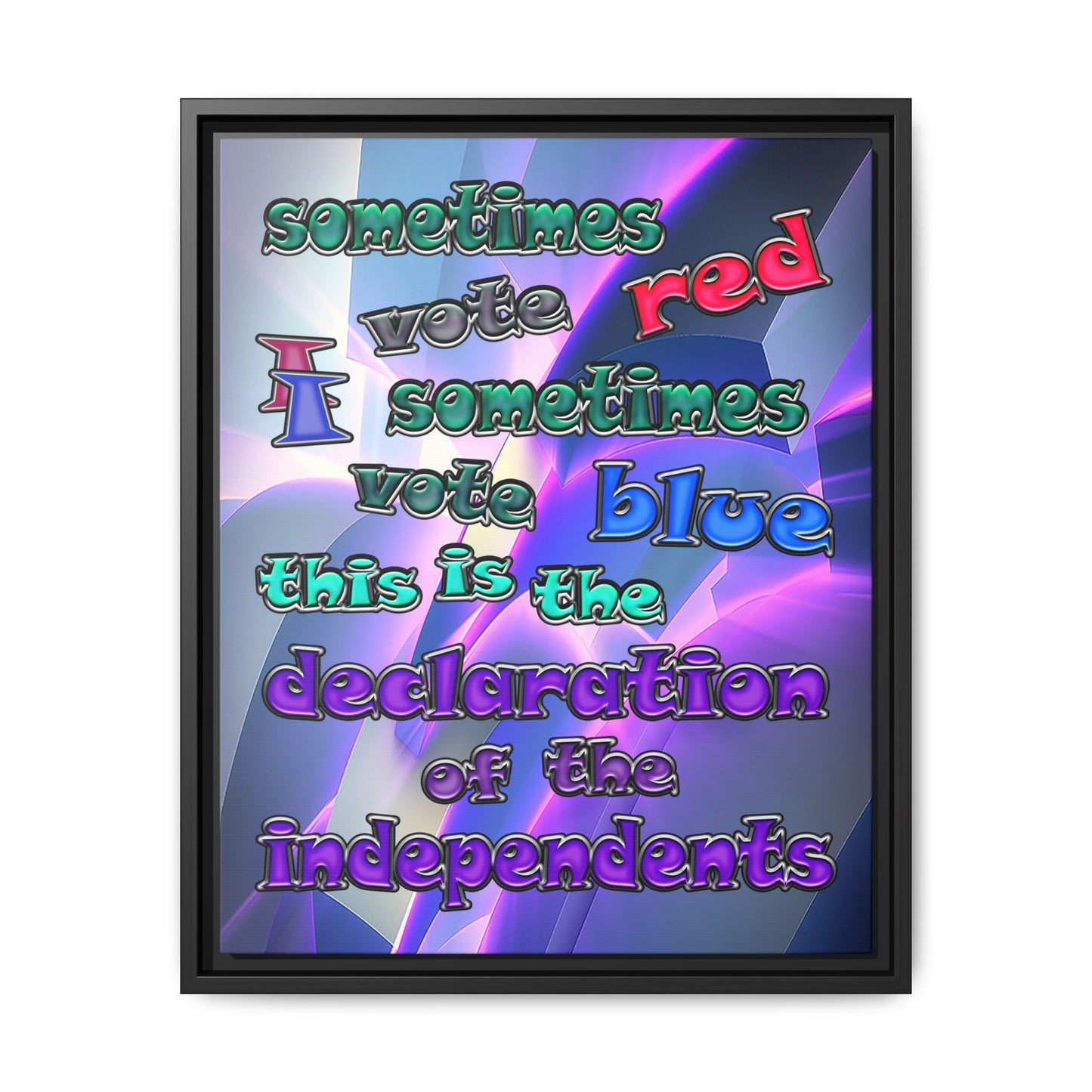 declaration of the independents - framed canvas art (grey-pink wave)