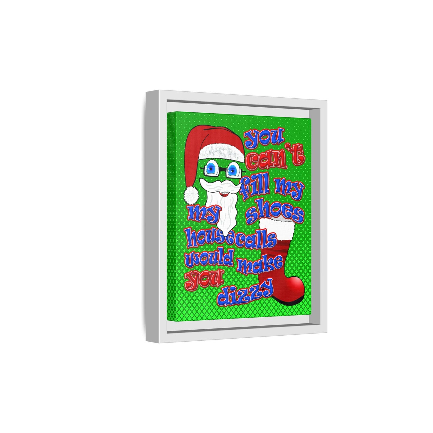 santa's shoes - framed canvas art (logo green)