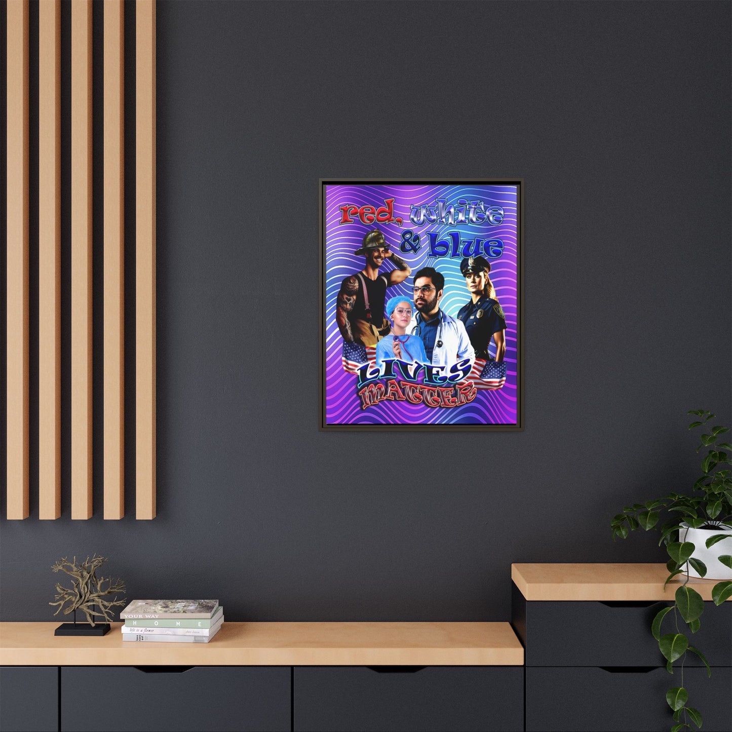 rw&b lives matter - framed canvas art (purple wave)