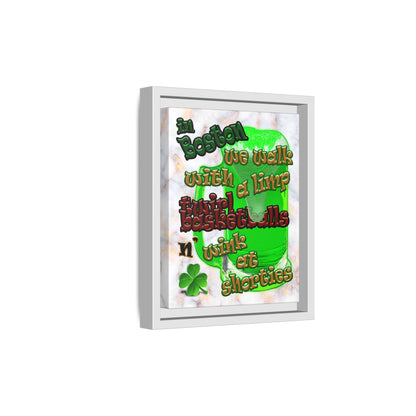 celtics logo - framed canvas art (white marble)