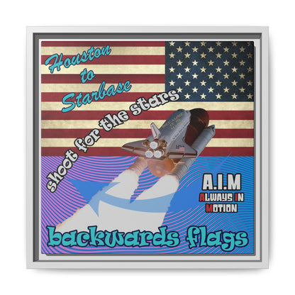 shoot for the stars - framed canvas art (light blue-purple wave)