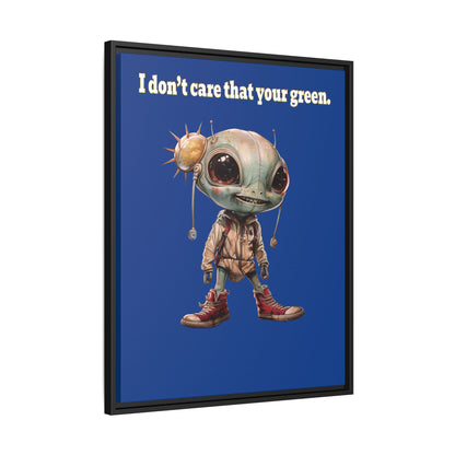 I don't care that your green - framed canvas art (dark blue)