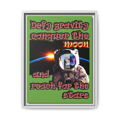 defy conquer reach - framed canvas art (green)