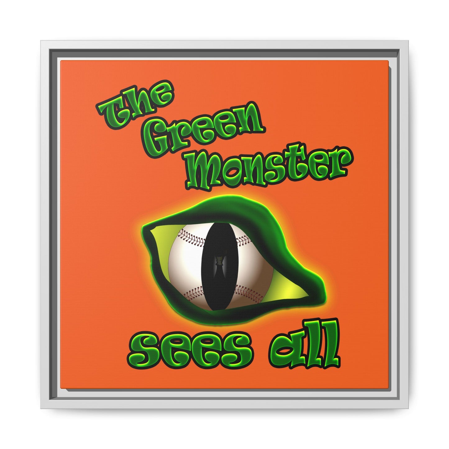 green monster - framed canvas art (orange)