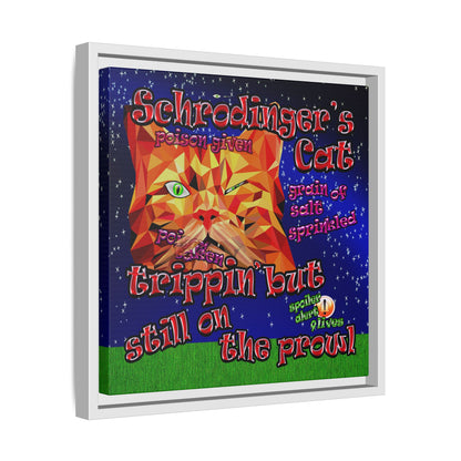 schrodinger's cat - framed canvas art ('snoops' background)