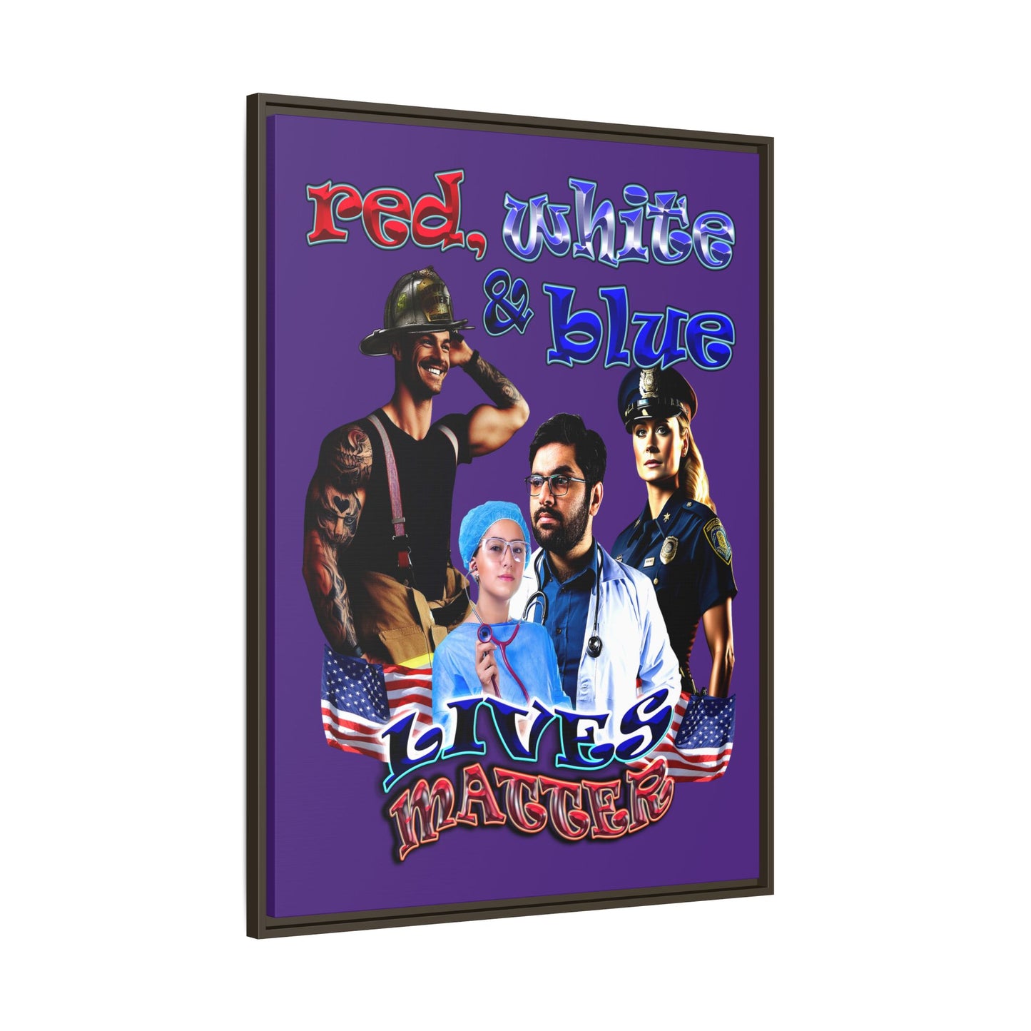 rw&b lives matter - framed canvas art (purple)