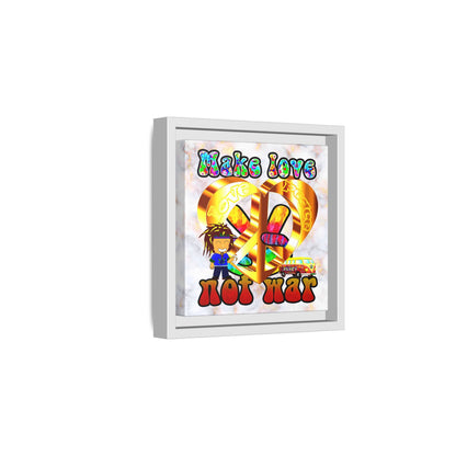 love peace - framed canvas art (white marble)