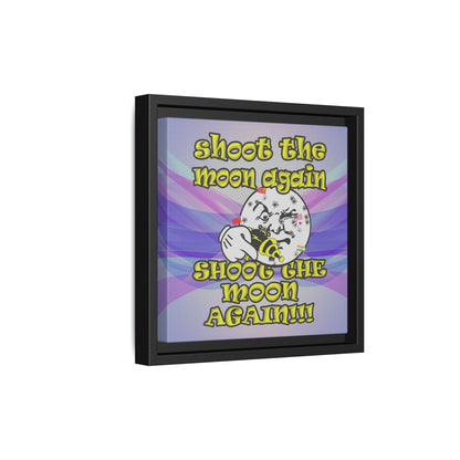 shoot the moon again - framed canvas art (light blue-pink wave)