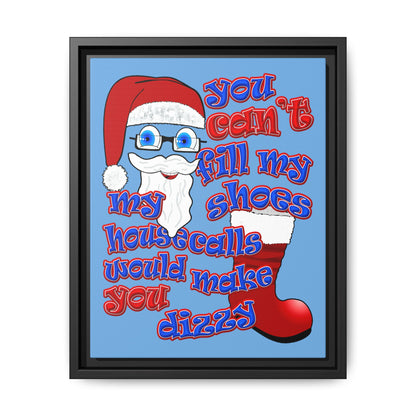 santa's shoes - framed canvas art (light blue)