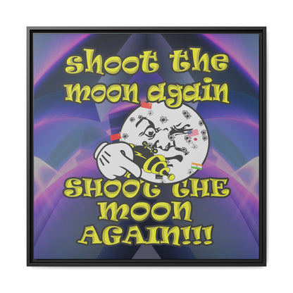 shoot the moon again - framed canvas art (grey-pink wave)