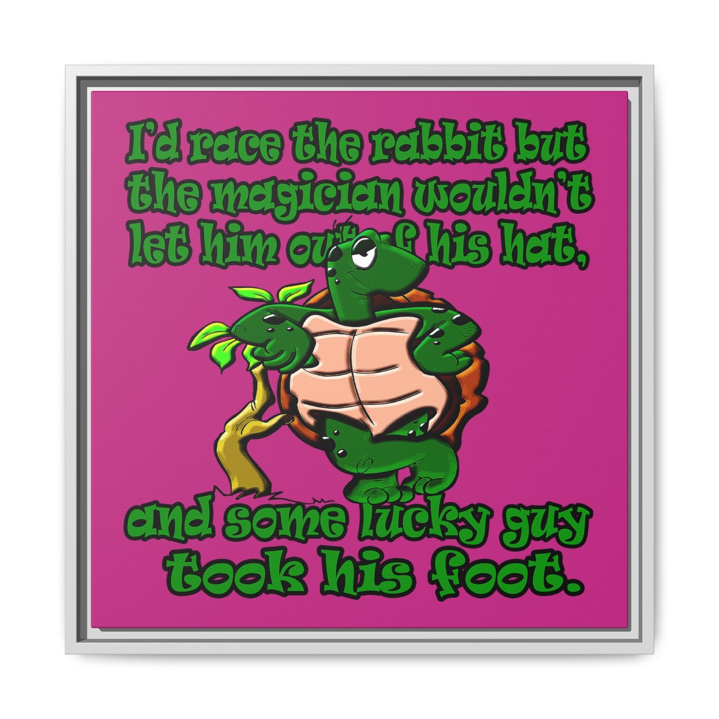 turtle race - framed canvas art (pink)