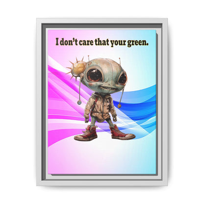 I don't care that your green - framed canvas art (light blue-pink wave)