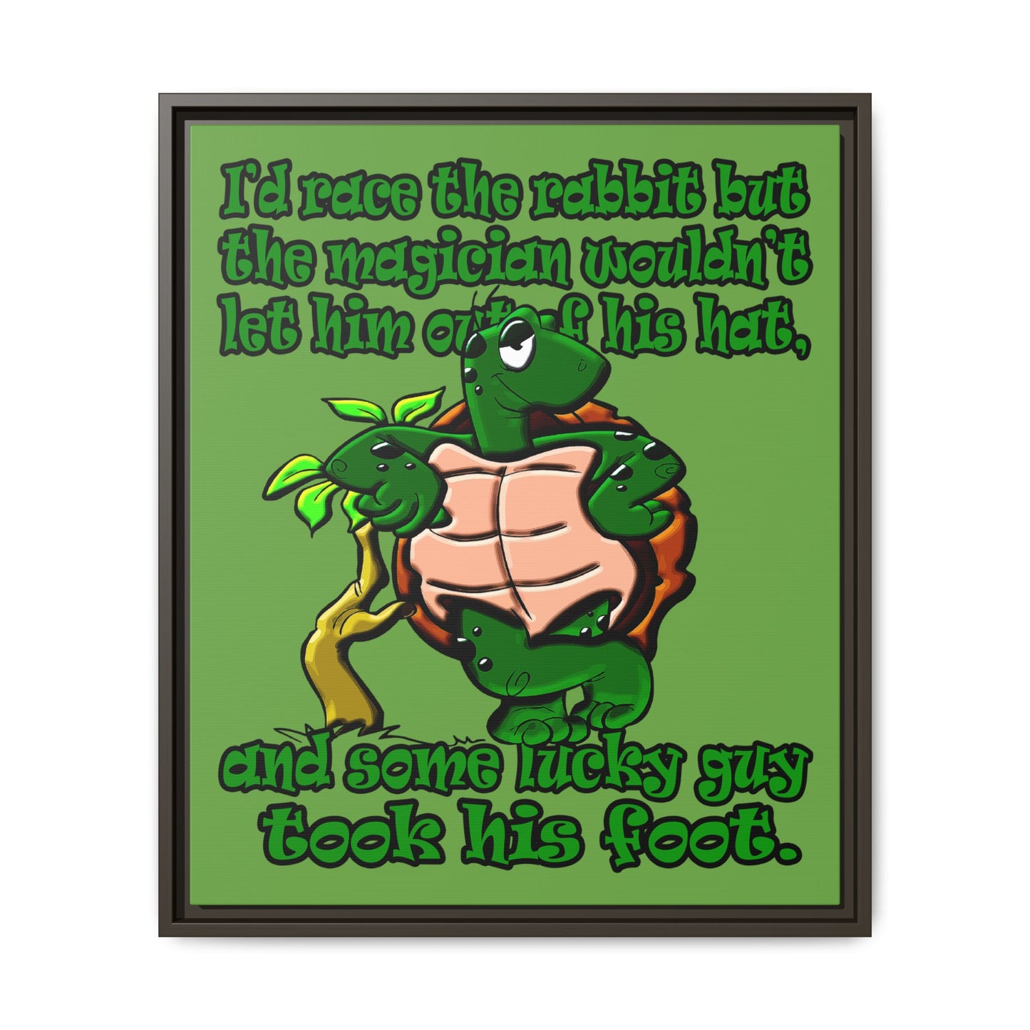 turtle race - framed canvas art (green)