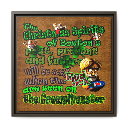 christmas spirits of boston - framed canvas art (brown papyrus)