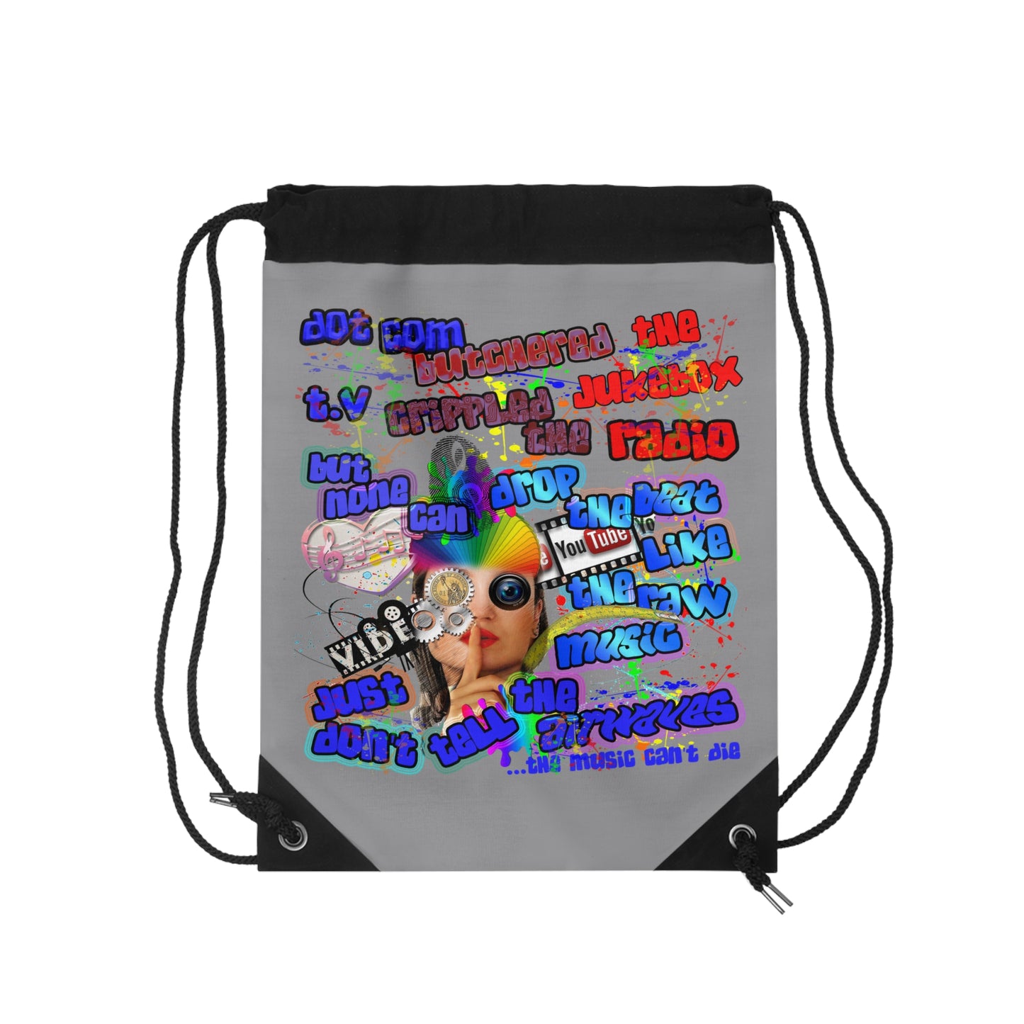 drop the beat - Drawstring Bag (grey)