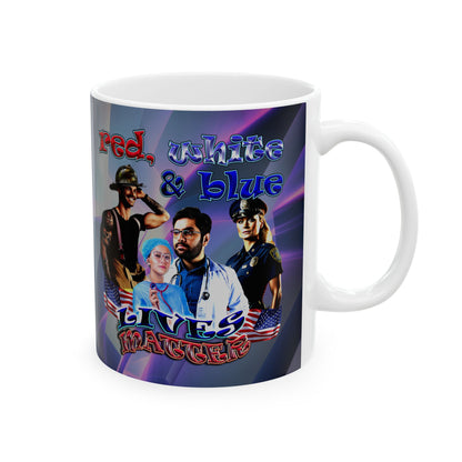 rw&b lives matter - White Mug (grey-pink wave)