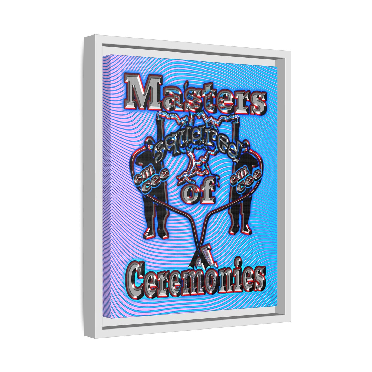 em cee squared - framed canvas art (light blue-purple wave)