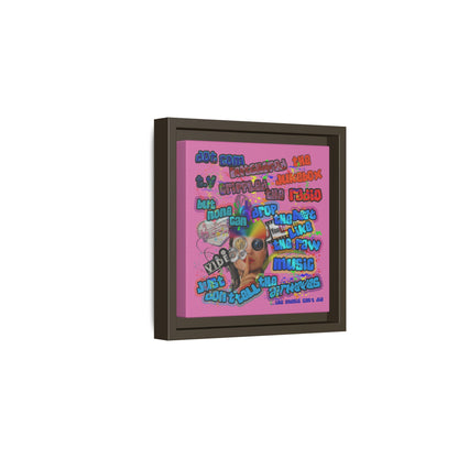drop the beat - framed canvas art (light pink)
