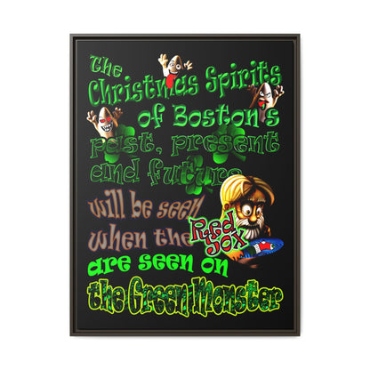 christmas spirits of boston - framed canvas art (black)