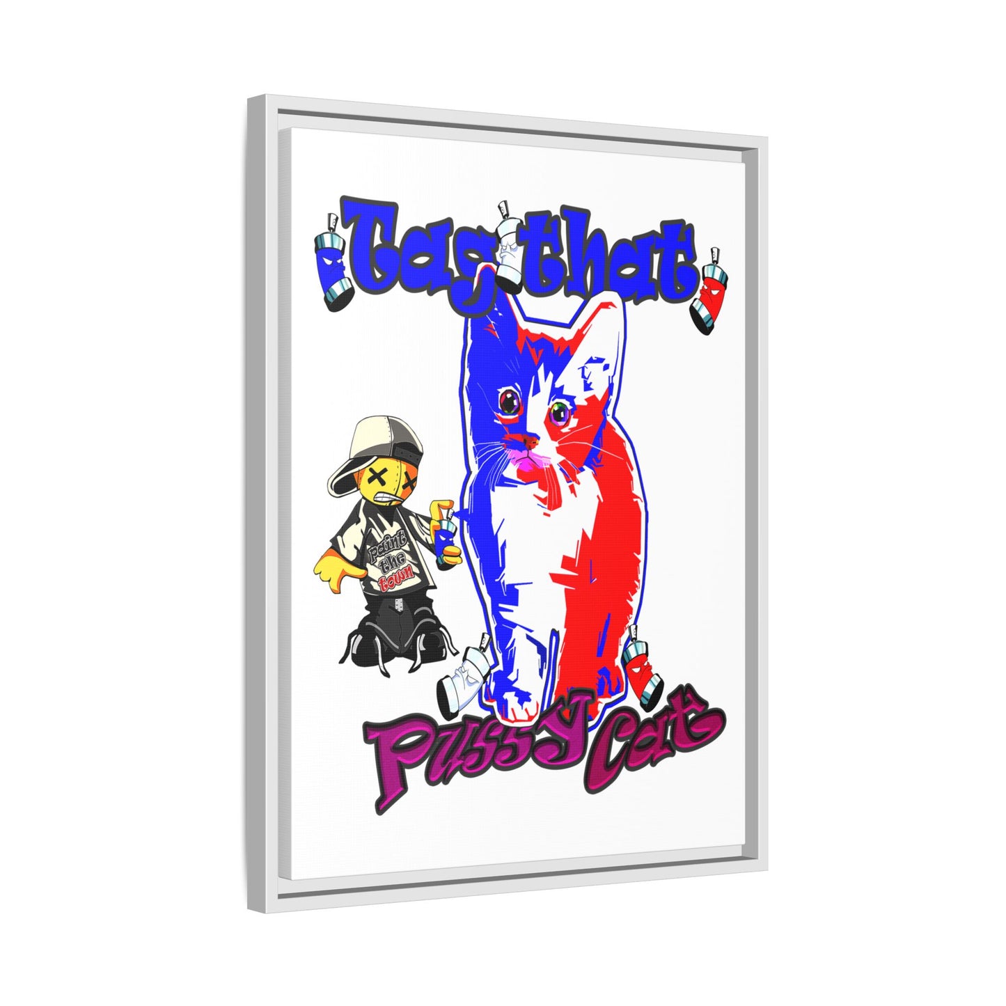 tag that - framed canvas art (white)
