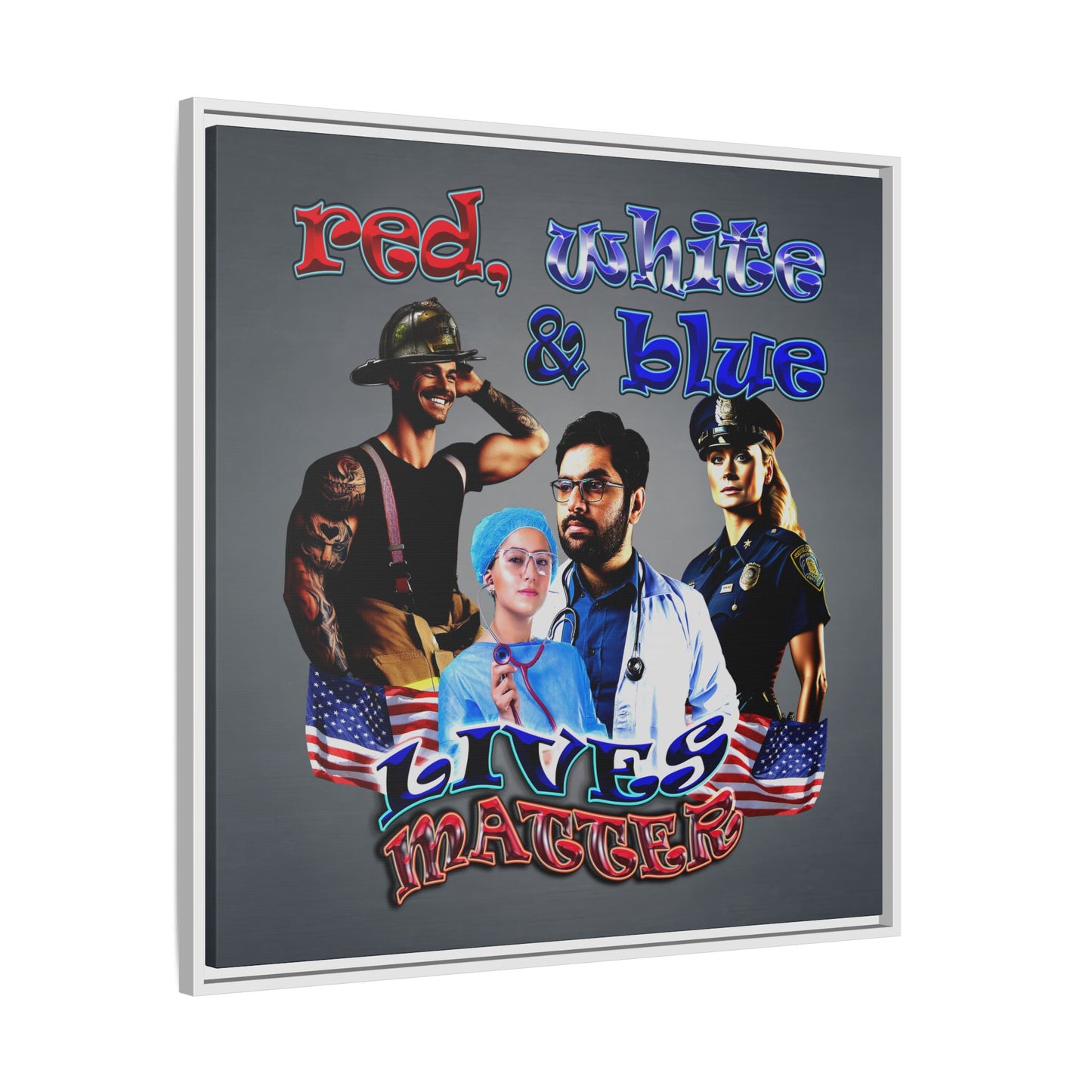 rw&b lives matter - framed canvas art (grey-light grey)
