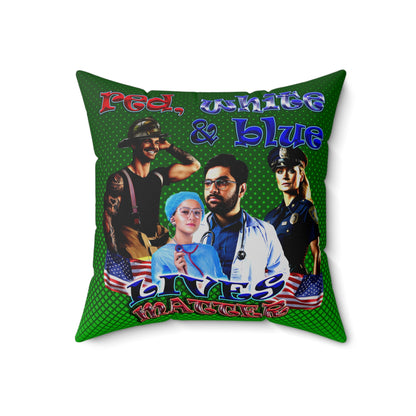 rw&b lives matter - Spun Polyester Square Pillow - (logo green)