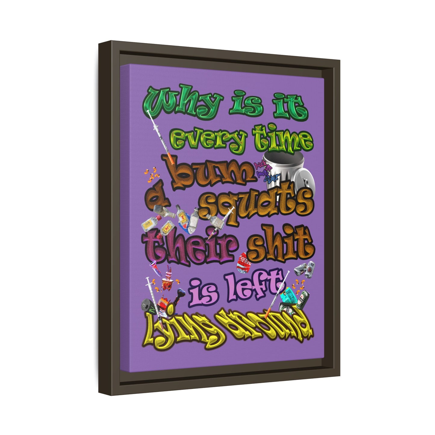 the bum's shit - framed canvas art (light purple)