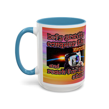 defy conquer reach - Accent Mug (color blur)