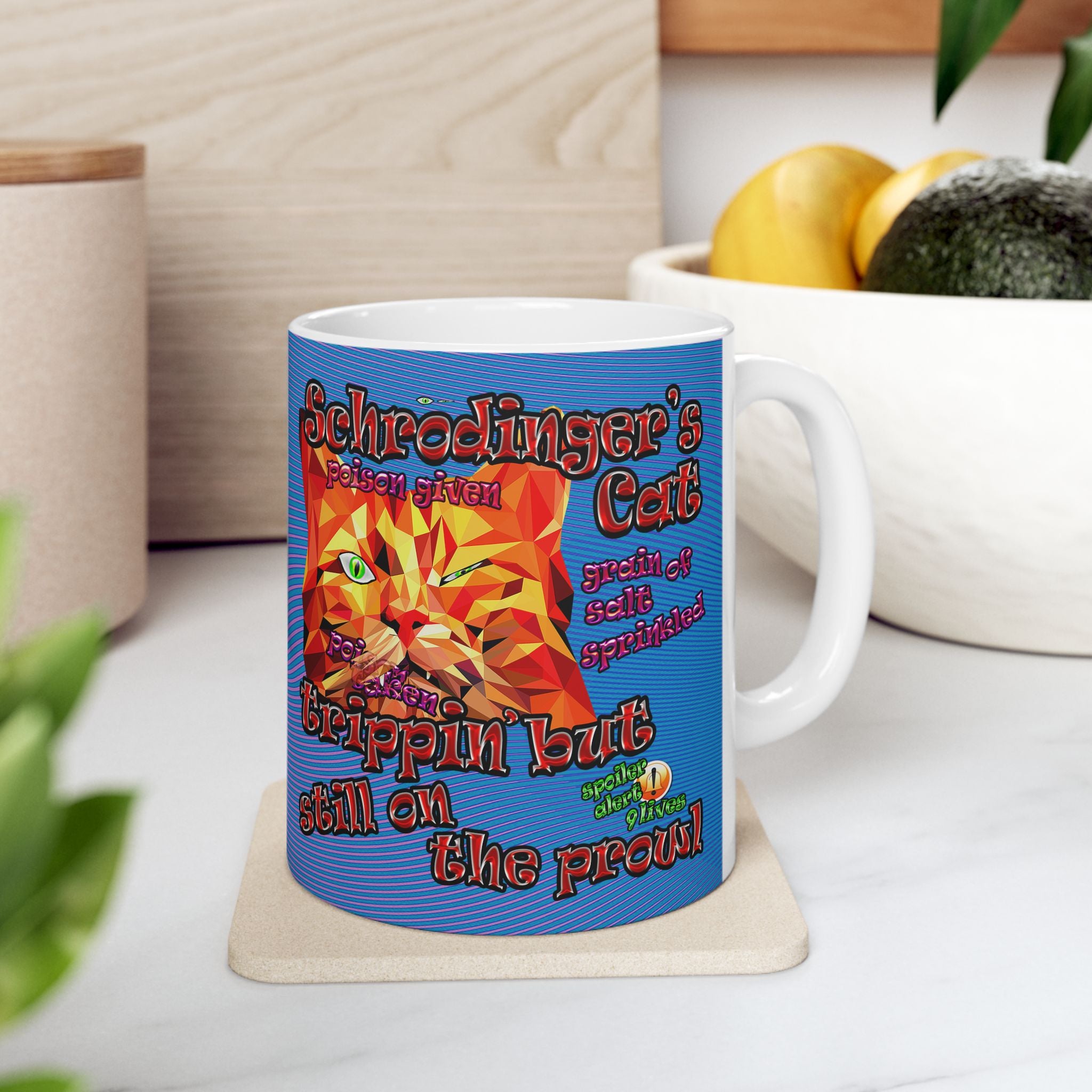 schrodinger's cat - White Mug (light blue-purple wave)