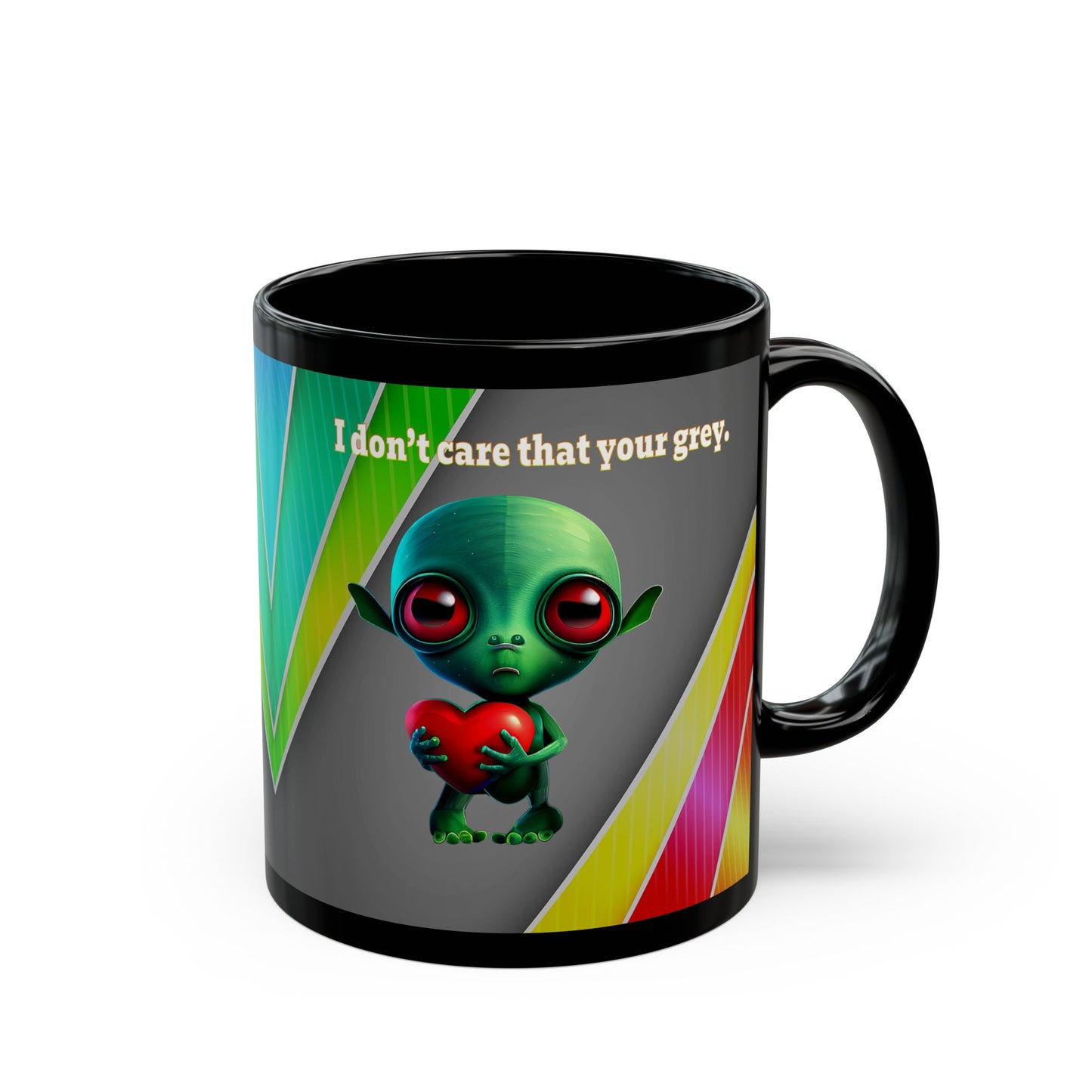 I don't care that your grey - Black Mug (rainbow split)