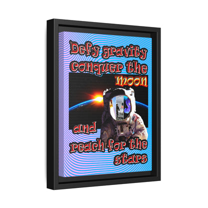 defy conquer reach - framed canvas art (light blue-purple wave)