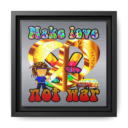 love peace - framed canvas art (brushed nickel)