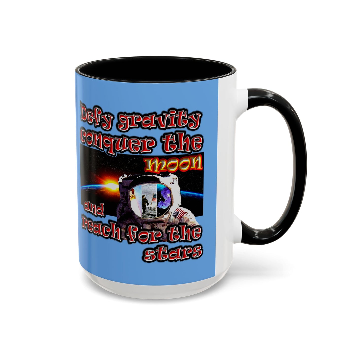 defy conquer reach - Accent Mug (light blue)