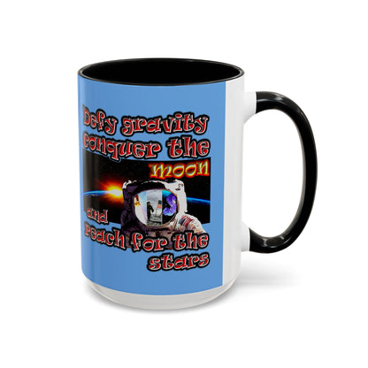 defy conquer reach - Accent Mug (light blue)